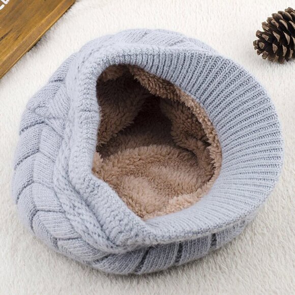 〽️Women’s _2hats(black+grey) Winter Warm Knit Wool Snow Ski Hat with Visor main image 7